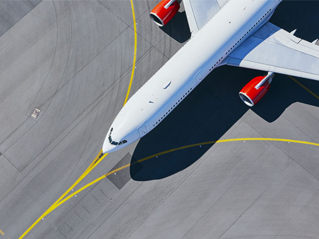 a plane on the field from above